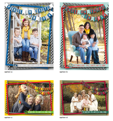 Help me choose a color scheme for my holiday card design!