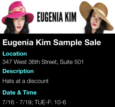 Eugenia Kim Sample Sale