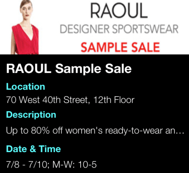 RAOUL Sample Sale