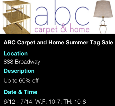 ABC Carpet & Home Summer Tag Sale